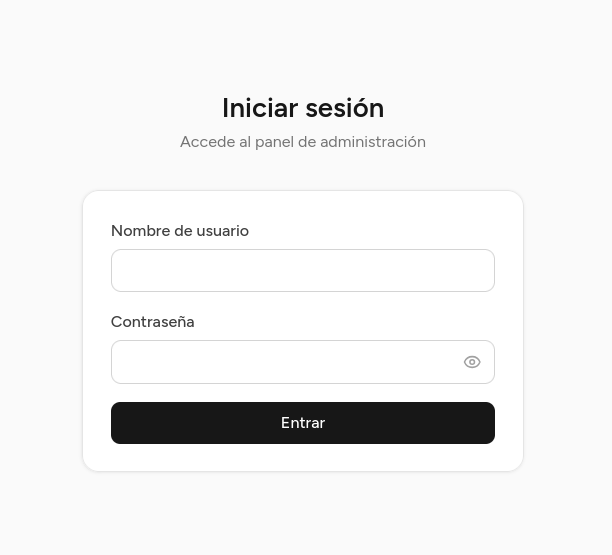 Captura del panel de gestión con la barra lateral y el selector de canal en la cabecera